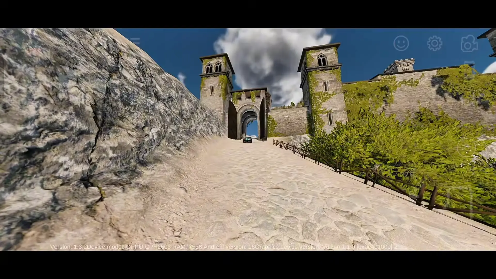 Stone castle gateway beside the road in the Italy area